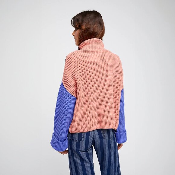 Free People Park City Pullover Sweater in Colorblock - sz XS - Picture 3 of 9